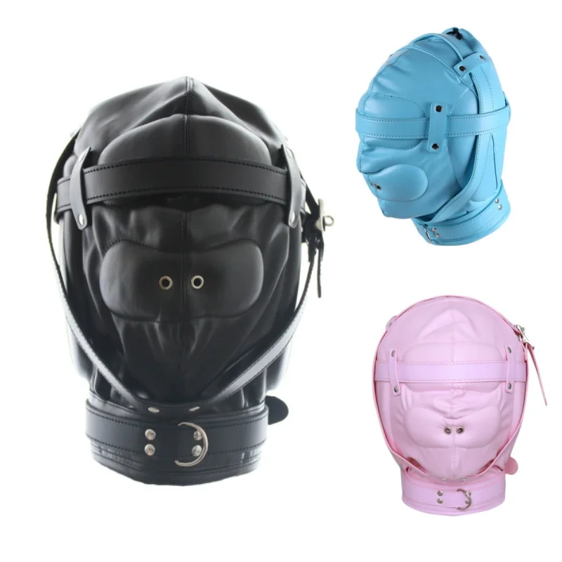 

Halloween Party Role Play Exotic Accessories of Adjustable Leather Full Head Hood Cosplay Costumes for Nightclub Accessories