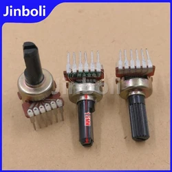 5PCS 121 Type Double Vertical Rotary Potentiometer 6Pins A50K B50K B100K Audio Amplifier Volume Potentiometer Shaft Length 15MM