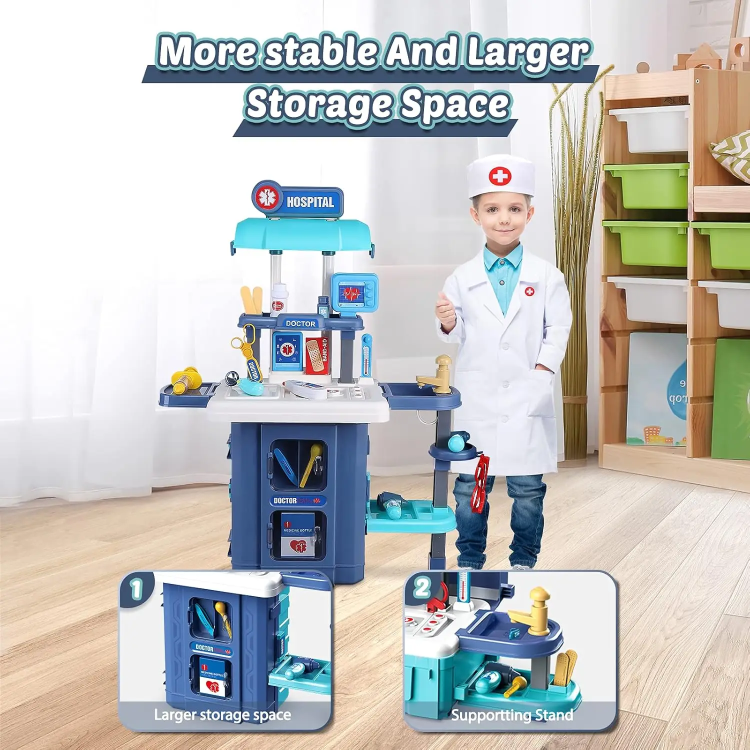 Kit de médecin jouet pour enfants, jeu de simulation, ensemble de médecin, boîtier de chariot avec stéthoscope, déguisement de médecin, Kit médical pour garçons et filles