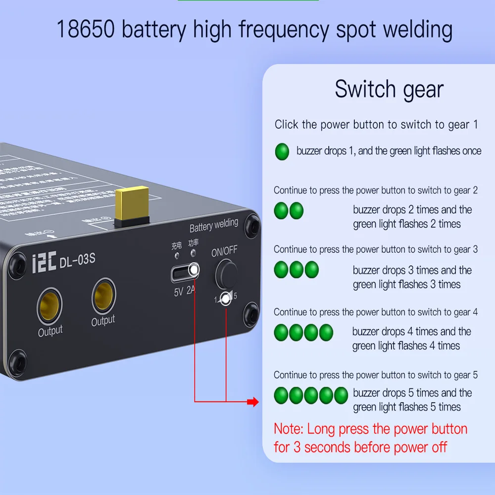 I2C DL-03S 5 Gears Adjustable Mini Spot Welding Machine  For Mobile Phone 18650 Nickel Sheet Lithium Battery Board Repair