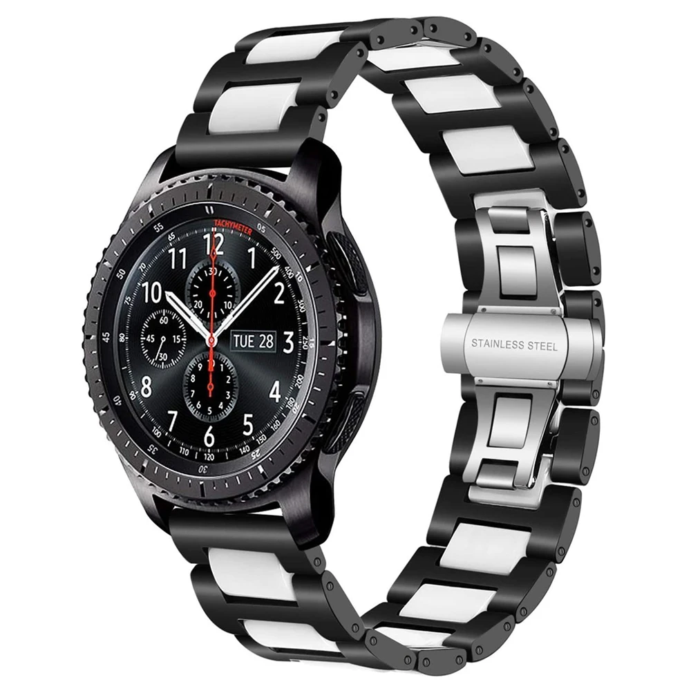 Galaxy watch 46mm correa for samsung gear s3 frontier active 2 huawei watch gt 2e amazfit bip strap Ceramic Stainless Steel band