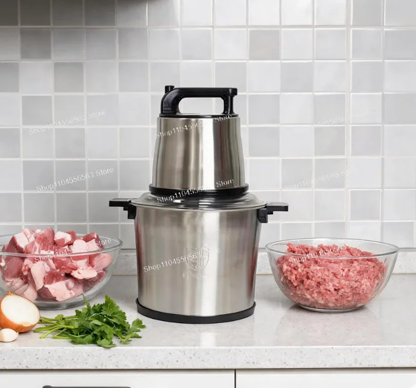 220V Electric Meat Grinder 6L/10L/12L Stainless Steel Food Chopper & Vegetable Blender for Kitchen, Baby Food Processor