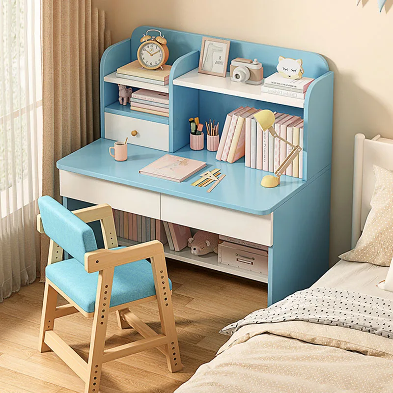 

Painting Minimalist Desk Nordic Children Writing Reading Table Aesthetic Drawers Table Enfant Avec Chaise Children Furniture