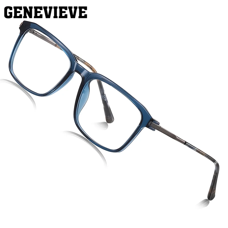 

GENEVIEVE New Geometric Classic Square Frame Design Men's Anti-Blue Light Photochromic Glasses Customizable Prescription LS213