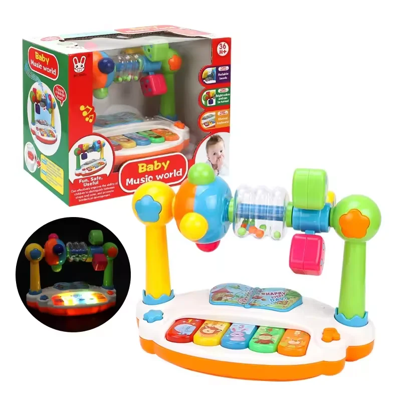 Roterend muziektoetsenbord voor kinderen met licht en geluid, muzikaal speelgoed voor baby's, babypianospeelgoed, muzikaal speelgoedcadeau voor vroeg onderwijs
