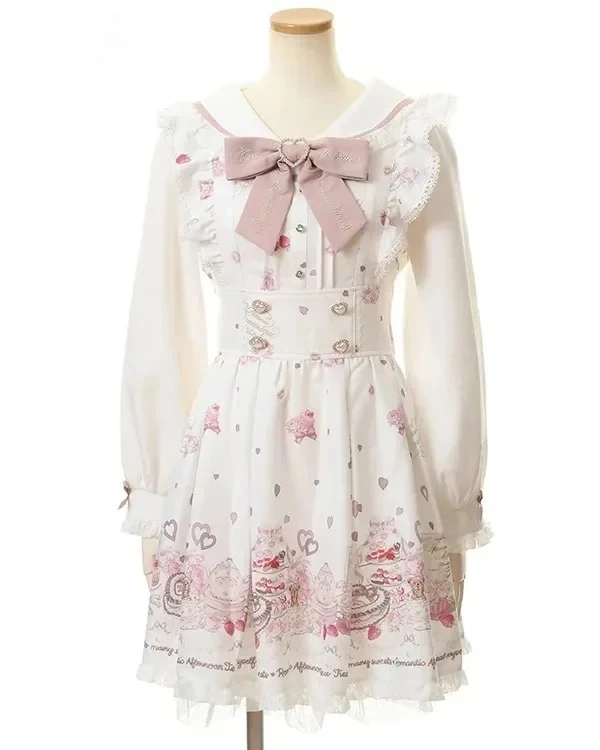 Japanse zoete strik zwarte jurken all-match slim fit kawaii lolita jurk voor dames herfst nieuwe korte mouw vestidos de mujer 2026