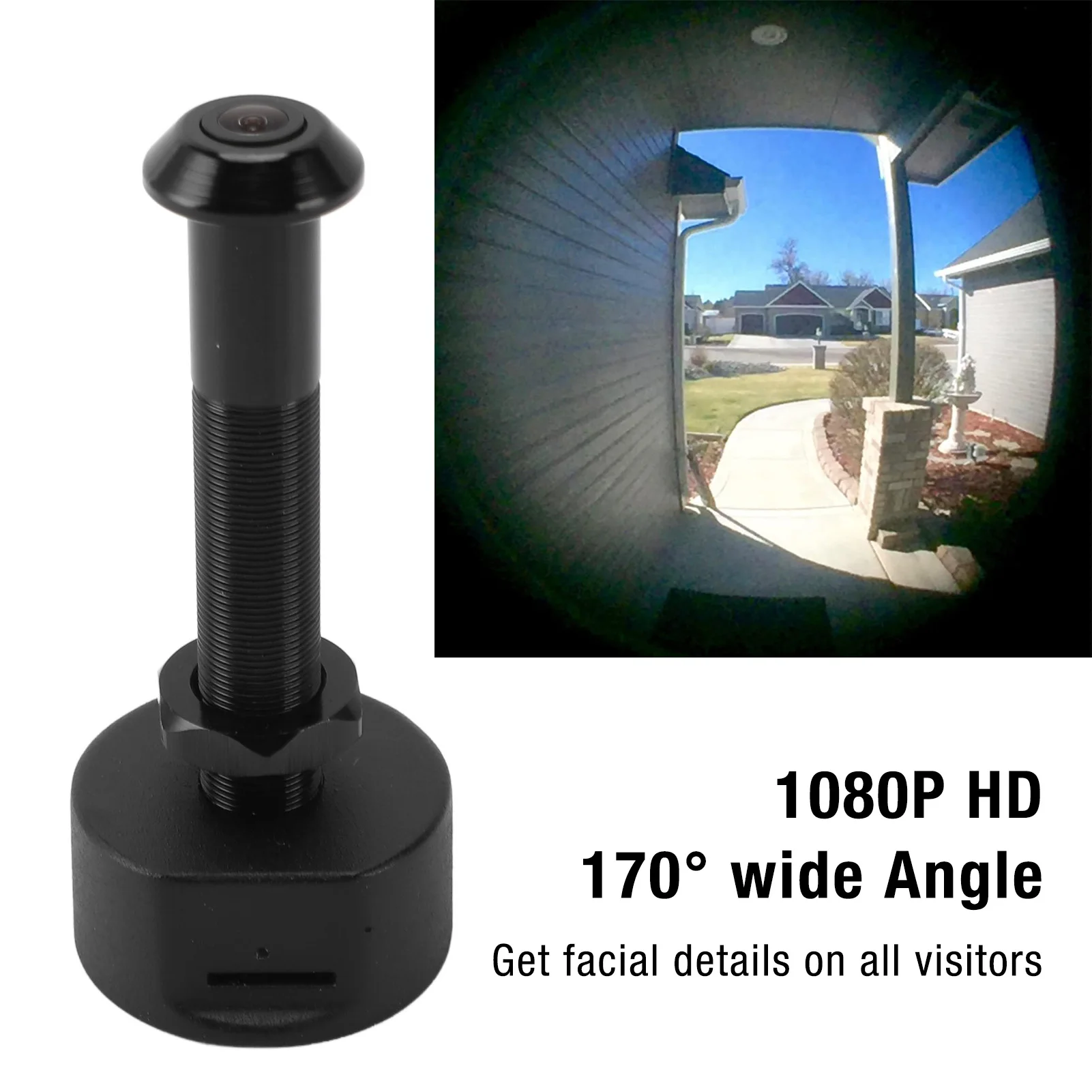 Digital Door Viewer Mobile Detection 170° Wide Angle Lens 1080P HD Smart Peephole Camera Sturdy Lens with APP for Home Security