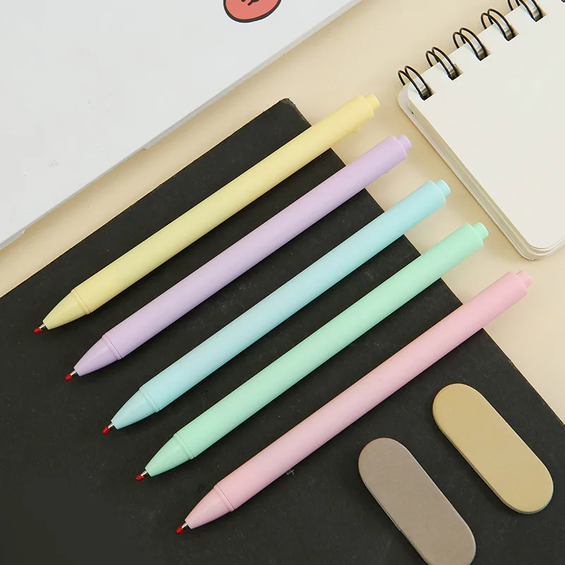 Macarone color pen holder black core neutral pen simple 0.5mm push bullet head office learning writing tool