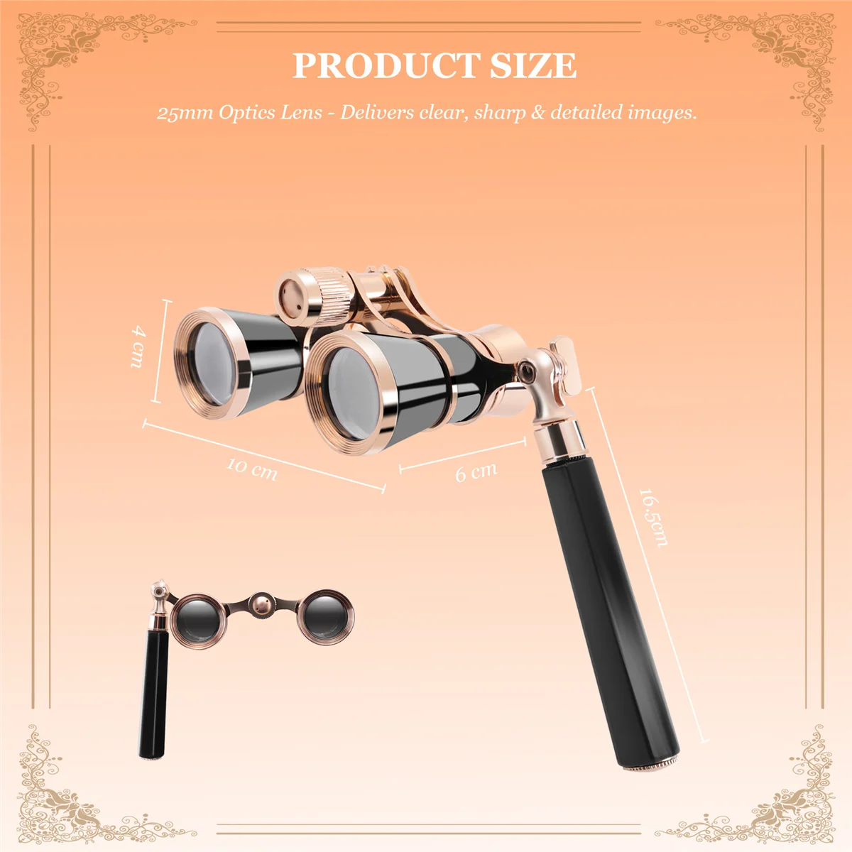 

Black 3X25 Opera Binocular Coated Lens Telescope Opera Glasses Coated Theater Glass Lady Glass Handle Women Girls Gifts