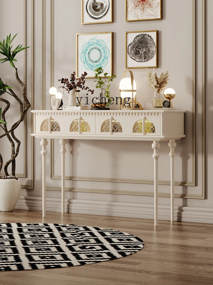 ZF Console Corridor Aisle Solid Wood a Long Narrow Table Living Room Modern Simple and Light Luxury Art Console Tables