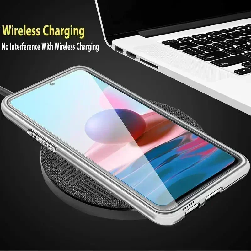 360 전신 보호 투명 소프트 실리콘 TPU 케이스 커버, 샤오미 레드미 노트 10 10S 전면 및 후면 커버, 레드미 노트 10 프로용