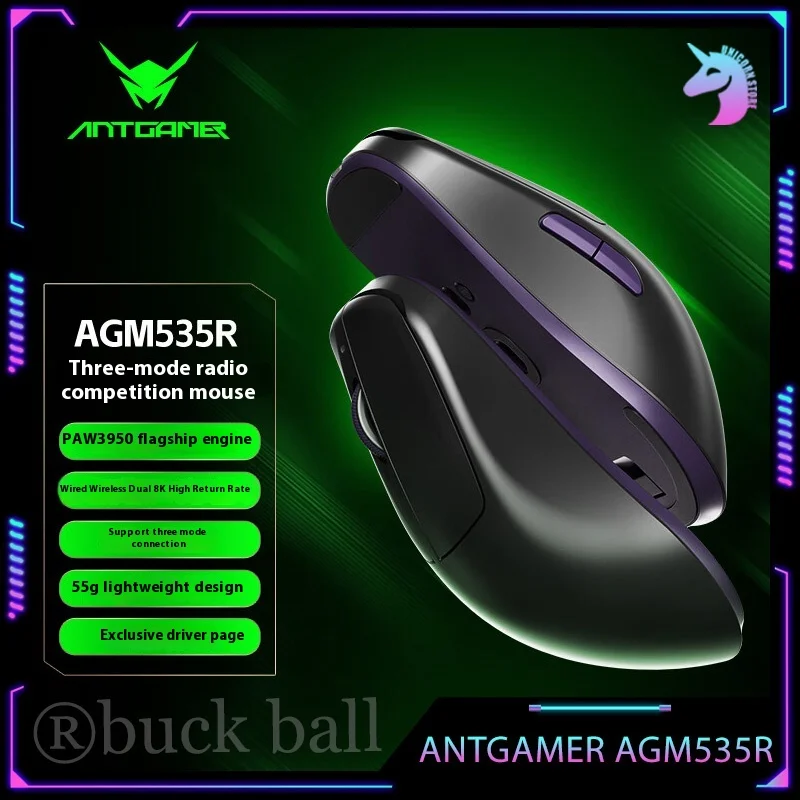 Antgamer Agm535r Mouse 3mode Wireless Mouses 8k Paw3950 55g Lightweight Custom Support Wireless Charging Low latency For FPS