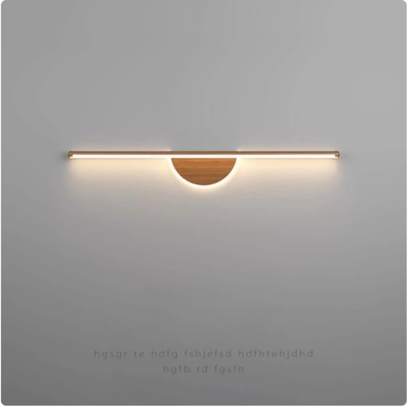 Japanese Grain Tradition Wall Lamp Nordic Dresser Mirror Light Bedside Living Room Decoration Wall Light Walnut Wood Led Luster