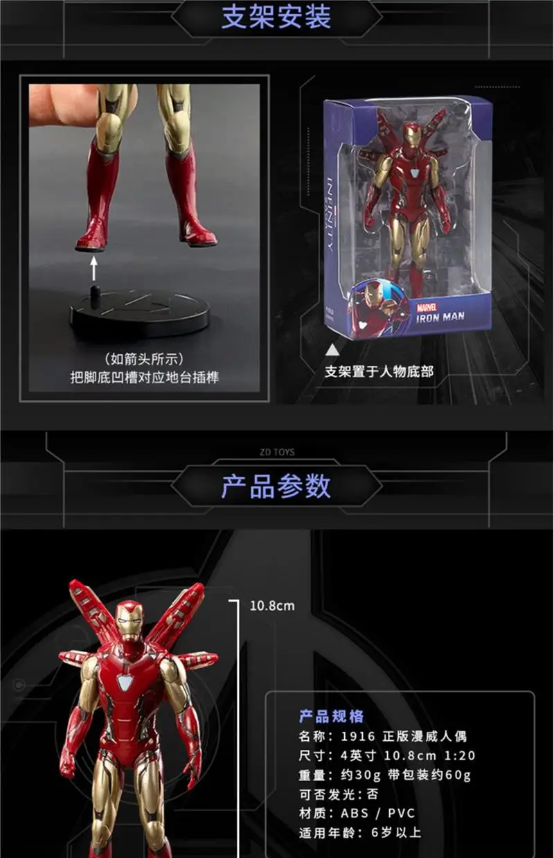 ZD Toys Avengers Legends Iron Man Spider Man Thor Captain America Thanos Hulk War Machine Actionfiguren Gif – Detail 15