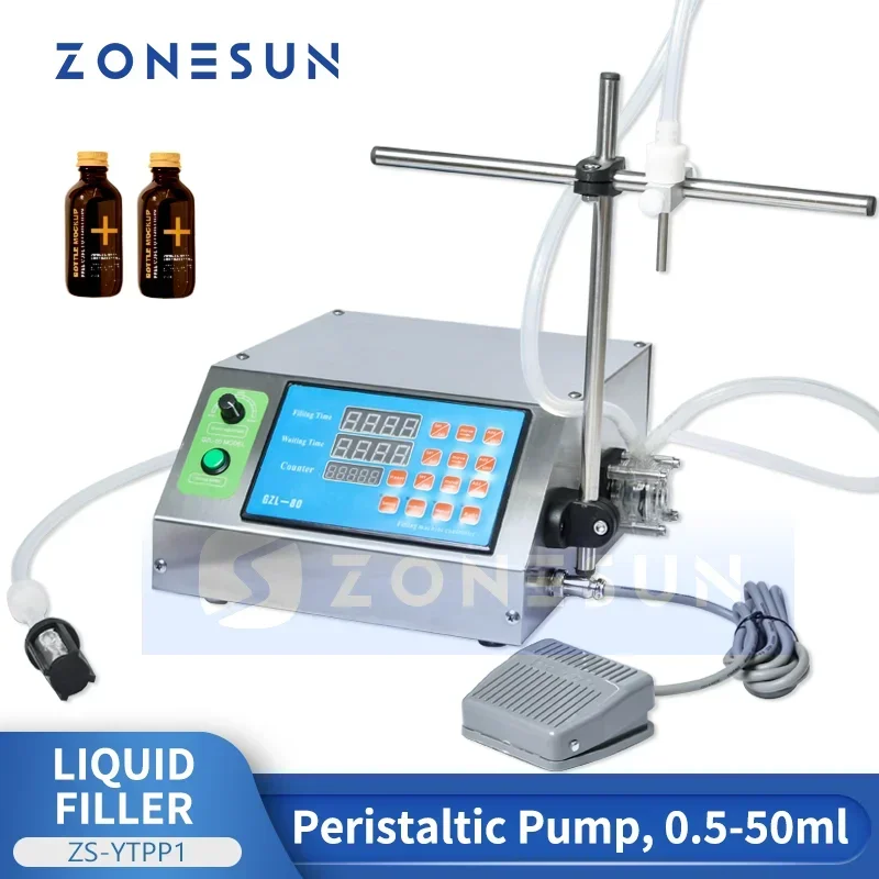 ZONESUN Automatic Peristaltic Pump Bottle Water Filler Liquid Vial Beverage Drink Oil Perfume Filling Machine ZS-YTPP1