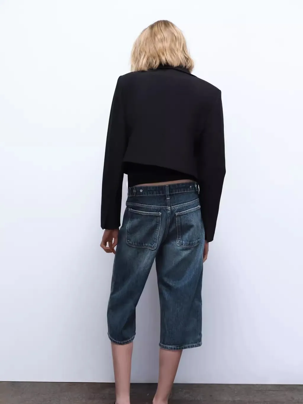 Traje ortopé informal para mujer, chaqueta con doble botonadura y cuello abatible, fibra de poliéster, corte holgado, para ir al trabajo, primavera 2025,