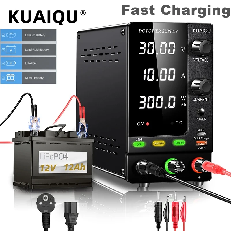 

Newest Quick Charge Battery DC Adjustable Switching Power Supply Voltage Regulator OCP, USB-C,USB-A Function Encoder Adjust