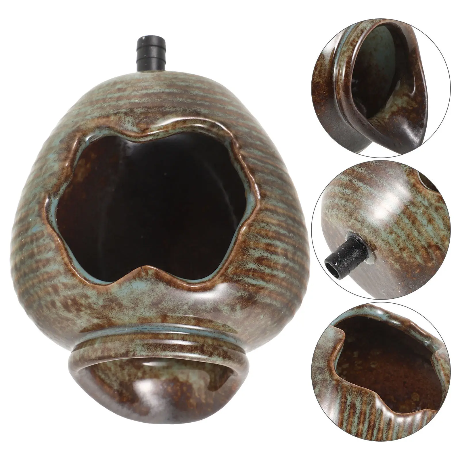 

Unique Ceramic Fountain with Built-in Filtration Fish-Friendly Design for Outdoor Patio Water Feature Decor Small