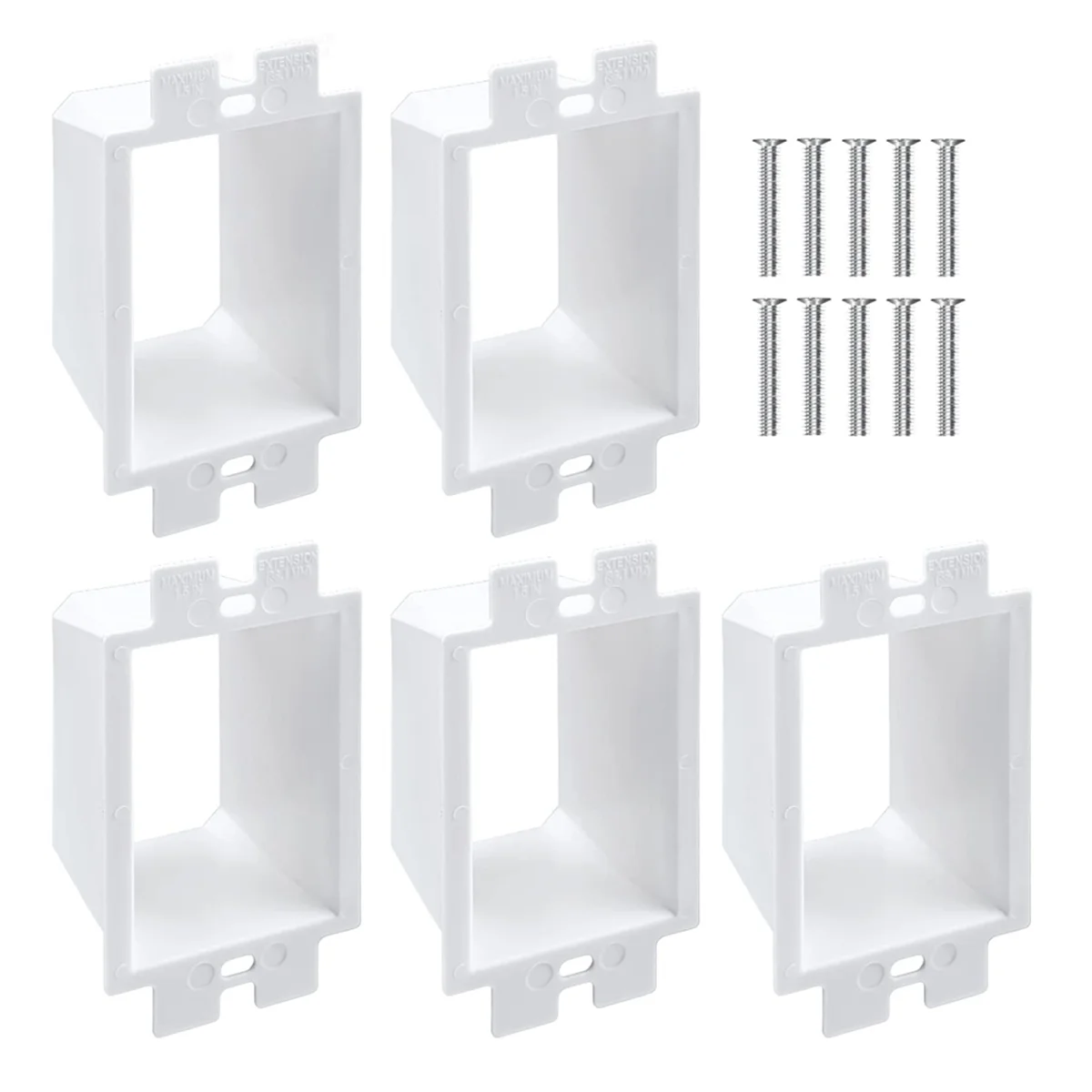 5PCS -2 Electrical Outlet Box Extenders with 10PCS Screws, 1-Gang Box Extender Single Gang Box Extender