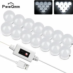 PwwQmm USB 5V Bulb Dimmable Wall Lamp 5V LED Makeup Mirror Dressing Table Light Beauty Lamp Hand Sweep SensorCosmetic Lights