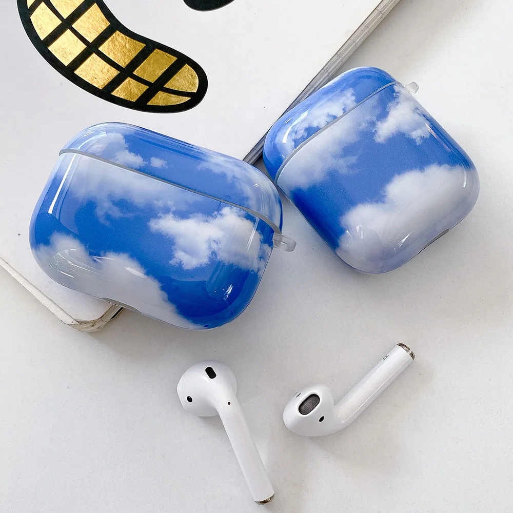 Funda para AirPods 1, 2, 3, cubierta brillante, llavero con colgante de nubes, funda suave para auriculares para Airpods Pro 2, llavero