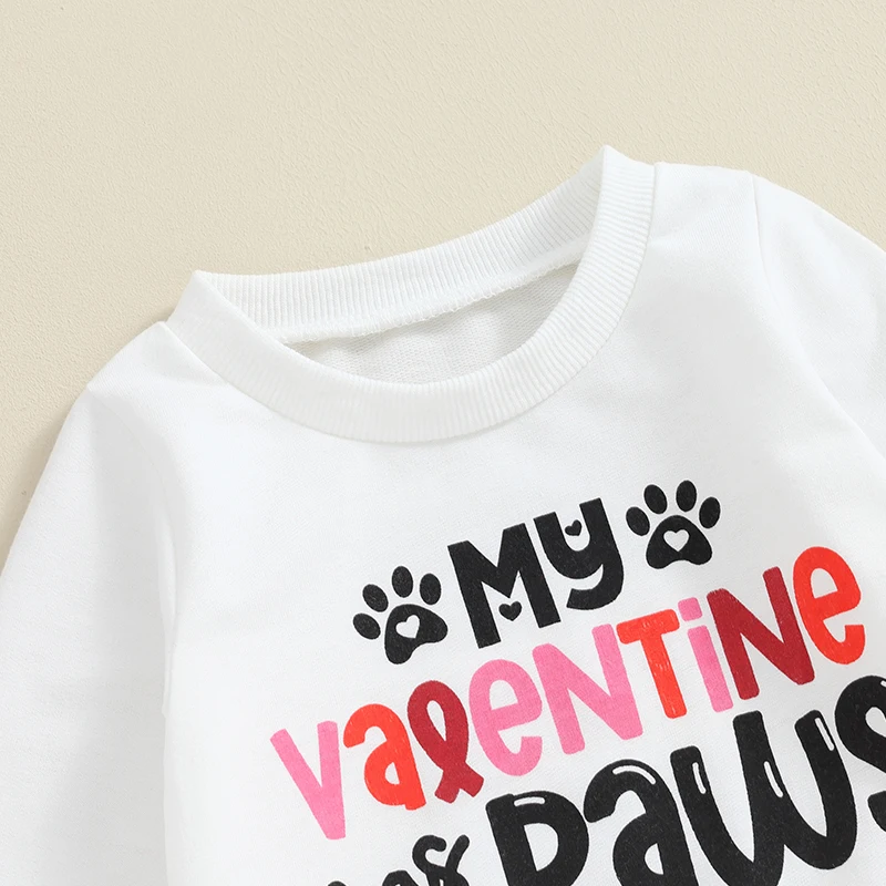 

Toddler Baby Boy Girl Valentines Day Outfit Love Letter Print Sweatshirt Long Sleeve Pullover Top Jogger Pants Set