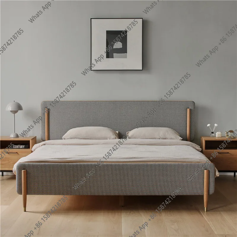 

Nordic solid wood bed simple modern light luxury master bedroom double bed 1.8 meters single 1.5 meters children's bed minimalis