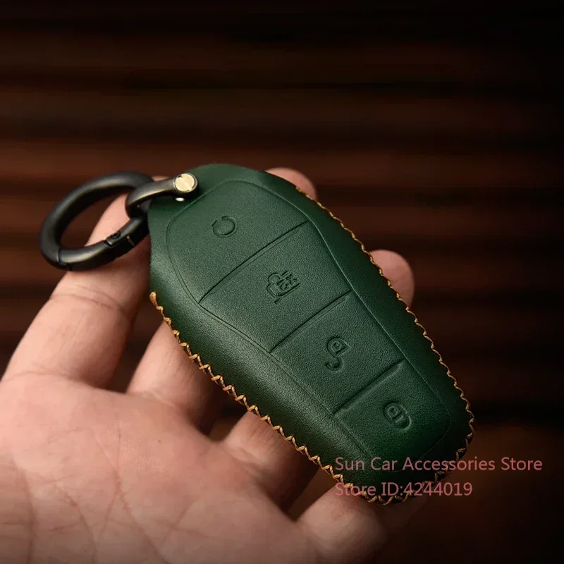 

Cowhide Leather Simple Style Car Remote Key Case Cover For BYD Tang EV DMI DMP 2020 - 2024 Keychains Keyring Accesorios