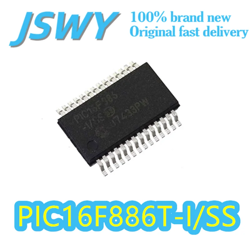 

(10/50 pieces) PIC16F886T-I/SS PIC886T silk screen printing package SSOP-28 batch new 8KB flash memory + 256B EEPROM 5-way PWM L