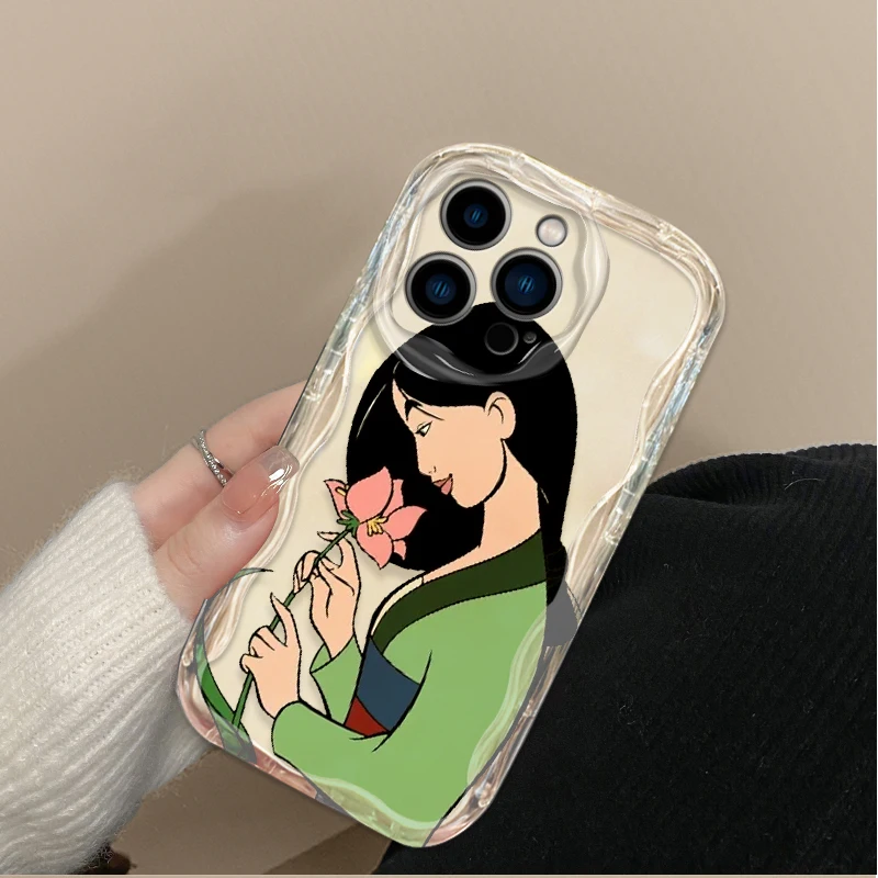 Disney Cartoon Mulan 3D Wave Case For iPhone 16 15 14 13 12 11 Pro Max X XR XS 8 7 Plus SE 2020 3D Wave Shockproof Back Cover