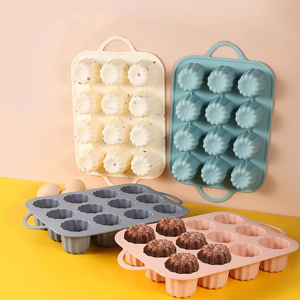 12 Hole Canele Mold Silicone Canneles Small Column Mousse Cake Mold Mini Cake Baking Plate Pudding Jelly Tool Baking Accessories