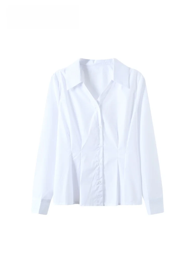 

plus Size Collar Long Sve irt Women's Spring Slimming Hepburn Sle Casual Faion Big Sister Inner Wear