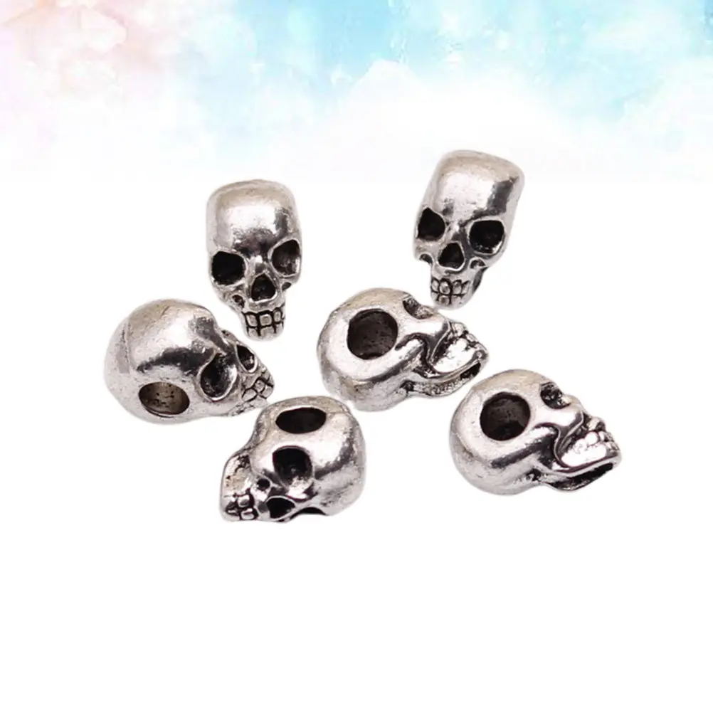 

50 шт. подвесок-шармов в виде черепов из сплава, тонкая работа, для изготовления ожерелий, браслетов, украшений, скрапбукинга