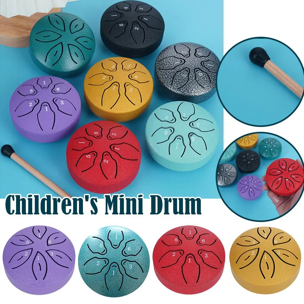 3 Inch 6-Tone Steel Tongue Drum Mini Handheld Pan Drums Drumsticks Drum Musical With Accessories Percussion Gifts Instrumen L8L8