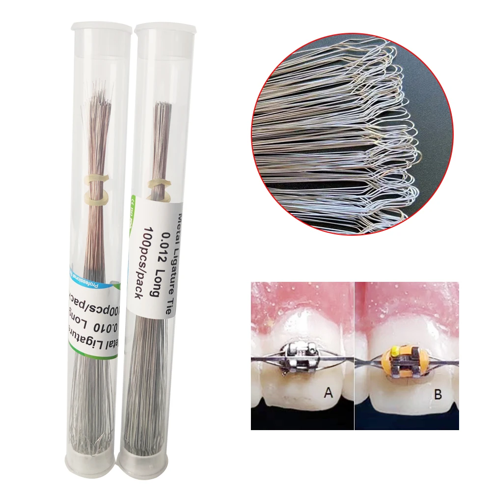 

100Pcs/Lot Dental SS Long Preformed Ligature Ties Dentist Lab Materials Products