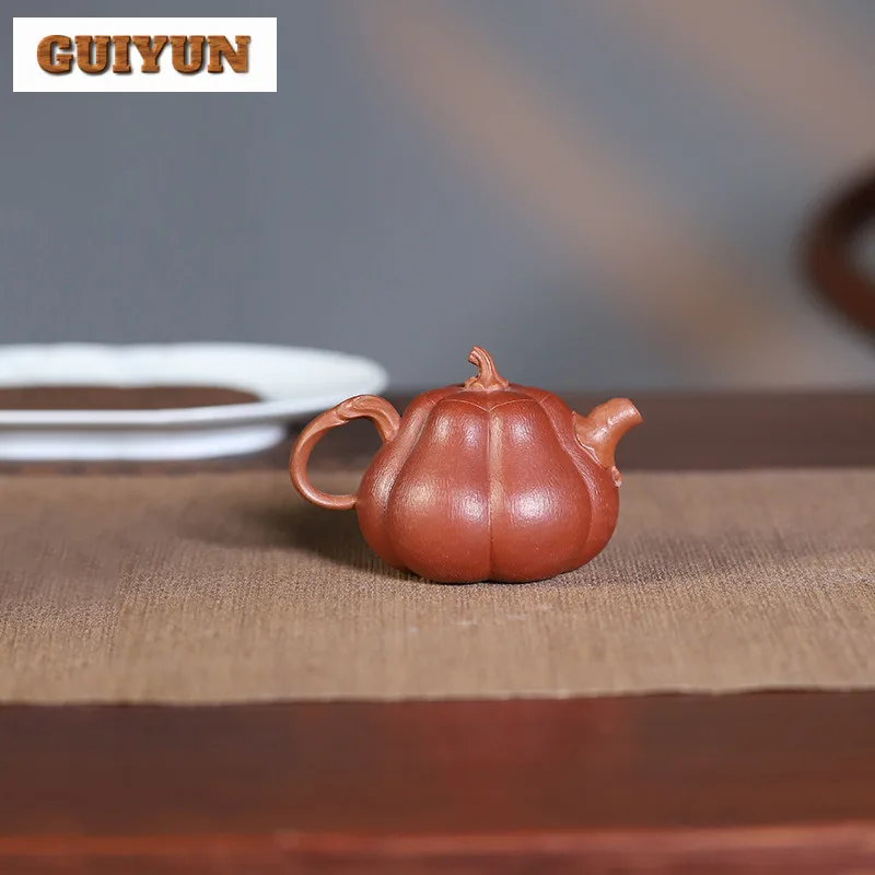 210ml Antique Yixing Purple Clay Teapots Handmade Pumpkin Pot Raw Ore Section Mud Starch Kettle Chinese Zisha Tea Set Collection