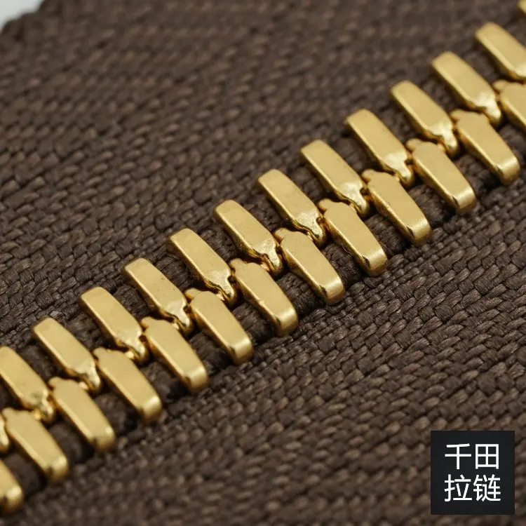 

1M-5M No.8 Qiantian High End Corn Tooth Matte Gold Copper Metal Long Zipper Compatible with Excella Leather Bag Handmade DIY