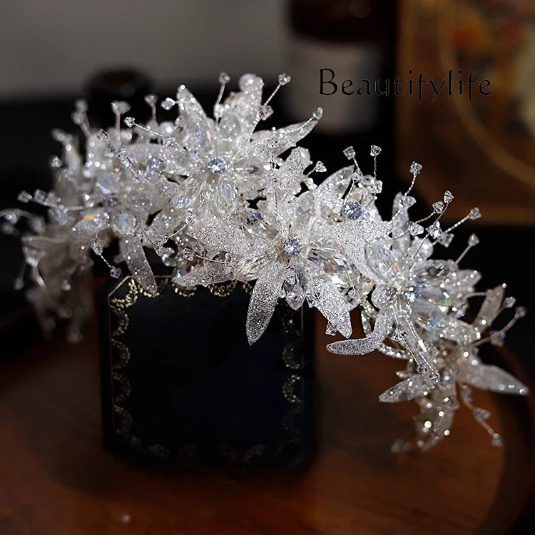 

French flower crystal crown atmospheric high-end exquisite headdress