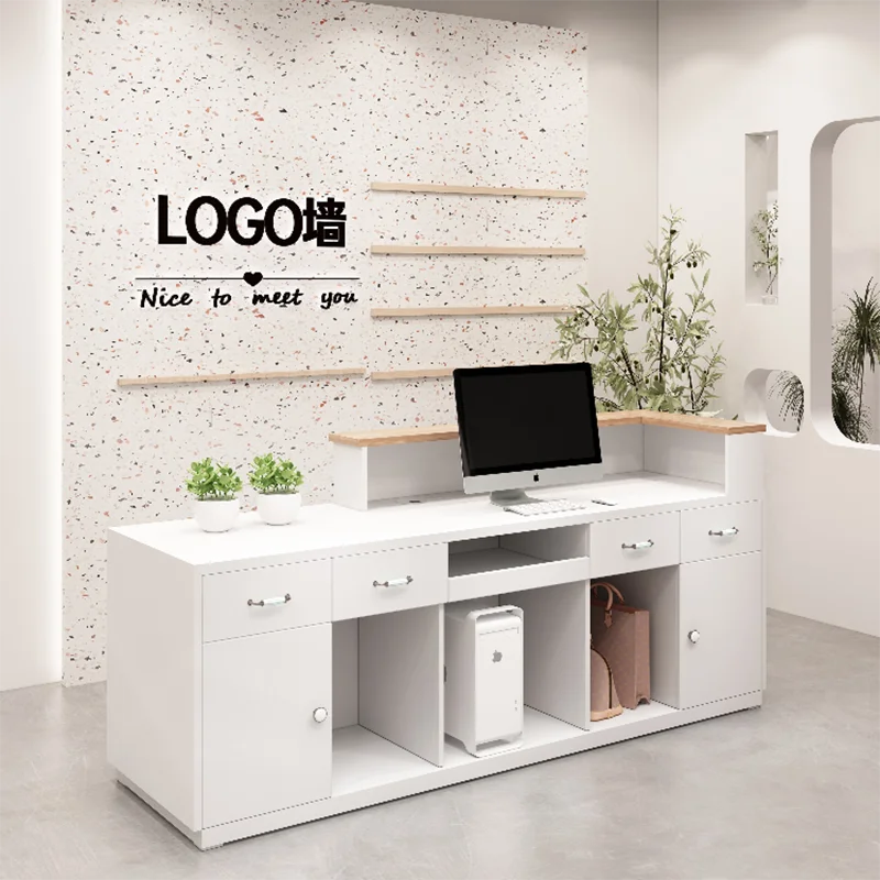 Front White Reception Desks Modern Lectern Checkout Executive Standing Desks Beauty Simplicity Escritorio Furniture Modern