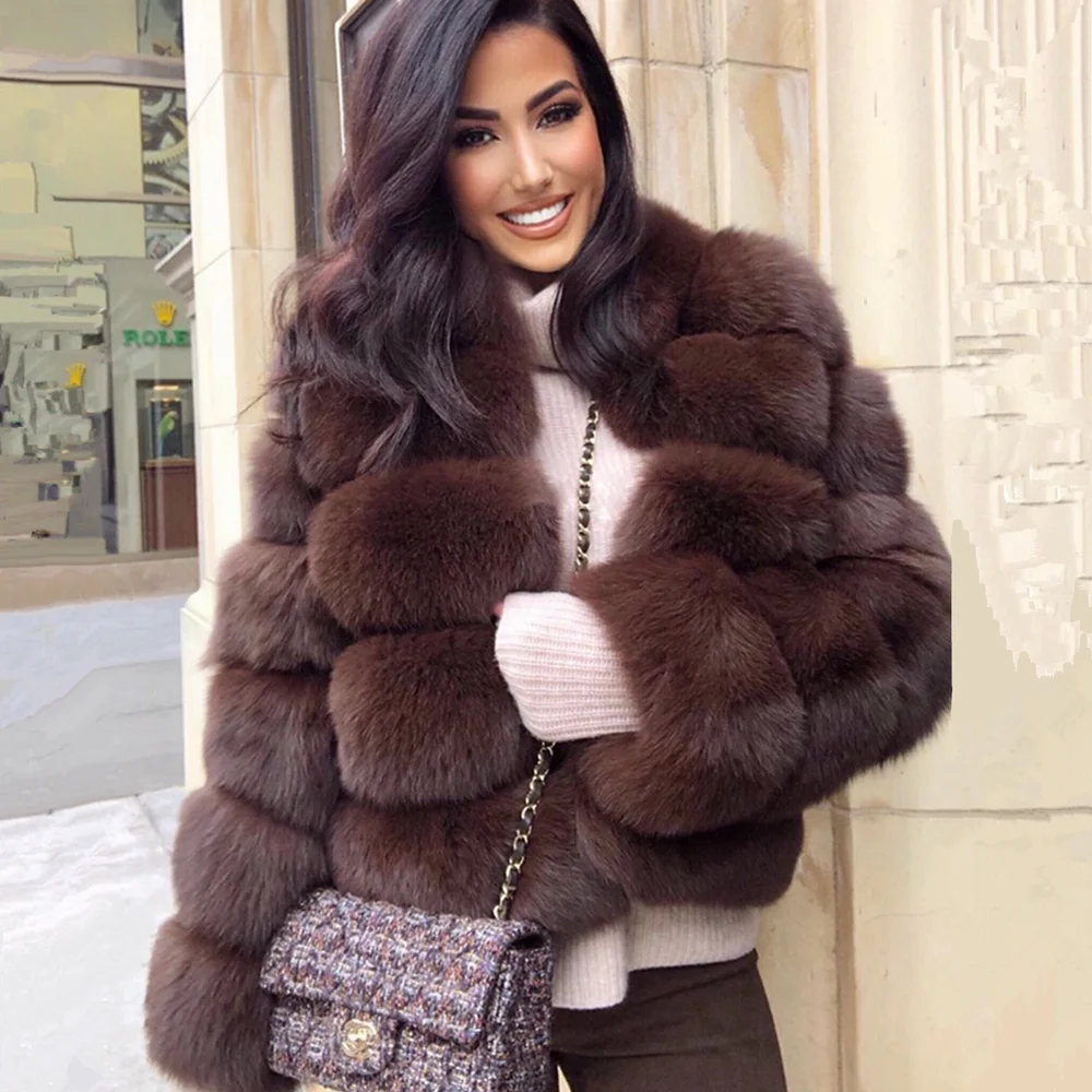 Veste En Vraie Fourrure De Renard - Femme - Coupe Courte Hiver - Mode Élégante - Neuf Avec Étiquettes