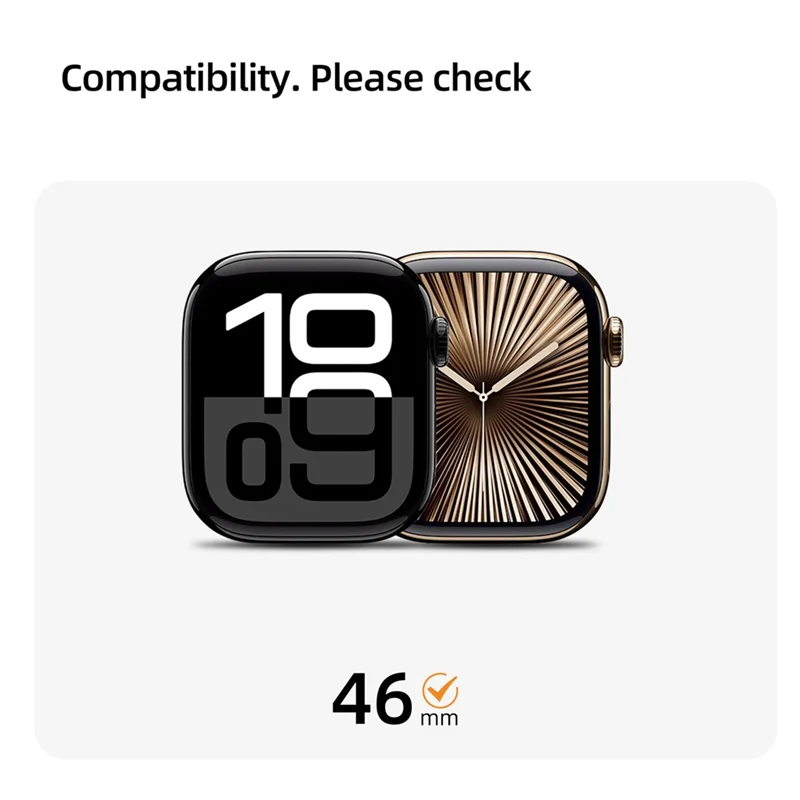غطاء ممتص الصدمات المعدني المتين GO مع غطاء خلفي لسلسلة الساعات 10، 46 ملم، أسود