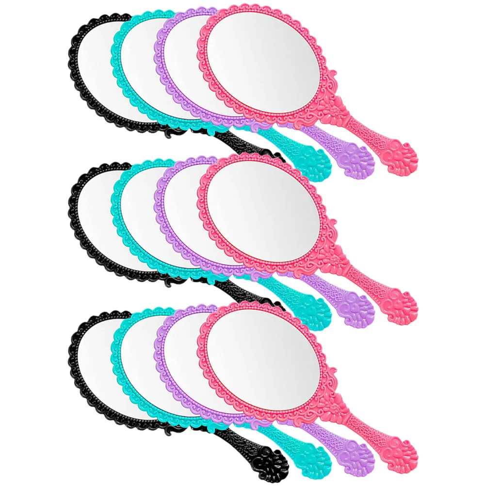 

12 Pcs Plastic H Makeup Mirror Turquoise H held Compact Travel Small Ergonomic Lightweight Cosmetics Accessories High