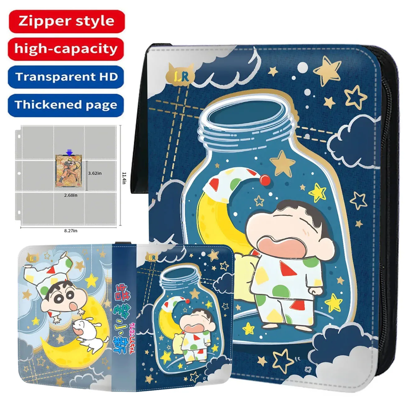 

Crayon Shin-chan Card Binder 4/9 Pocket Trading Card Holder Collector Album with 50 inner Pages Zipper Holder Up to 900 Cards