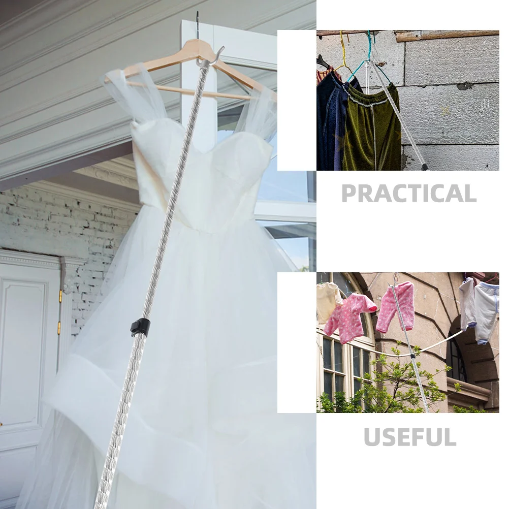 ملابس قابلة للتعديل قابلة للسحب تصل إلى القطب، قضيب تجفيف الغسيل خفيف الوزن لملابس خزانة الشرفة #6