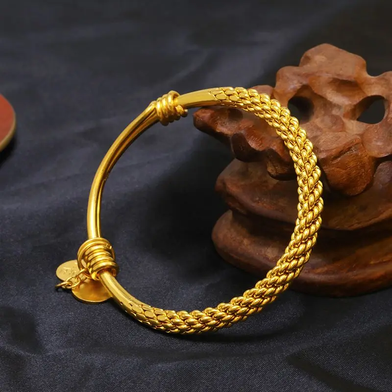 

Ins Bracelet Women's Classic Twist Solid Push-Pull Osmanthus Bracelet for Mother Gift Golden Lady High-Level Bangle Fine Jewelry