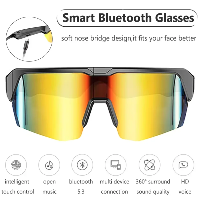 Cycling Bluetooth Smart Glasses Technology Audio Call Remote Headset Sunglasses Sports Driving Music Earbuds Headphones