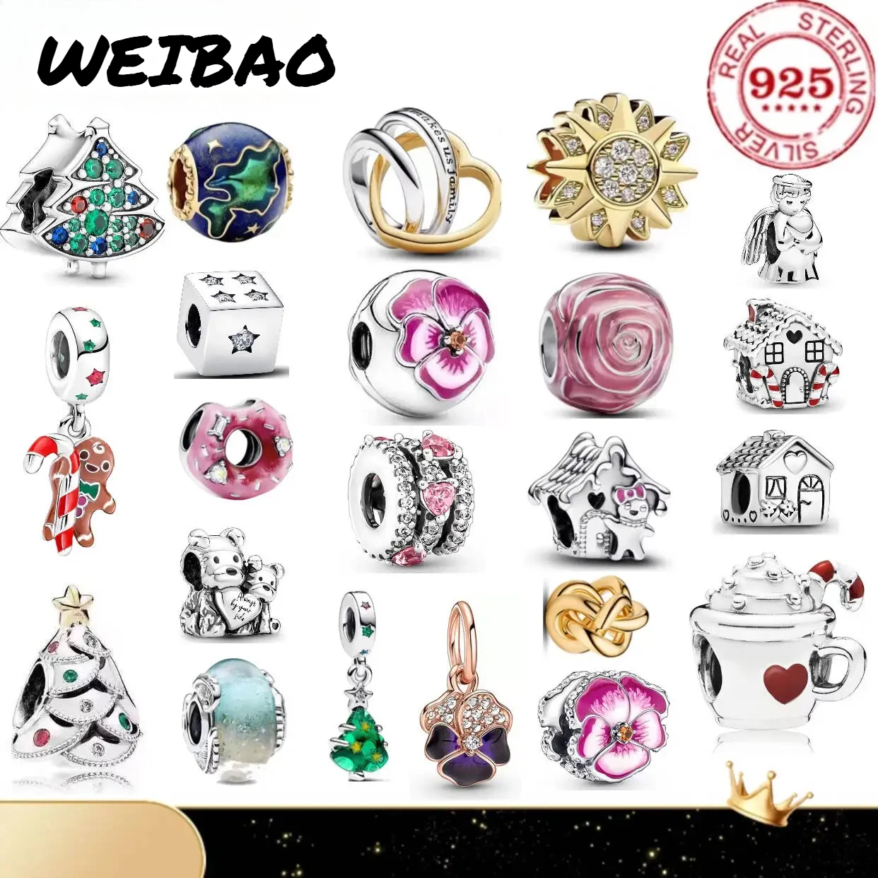 

Christmas Gift 925% Biscuit Man Quilt House Rose Pendant Original Hand DIY Accessories Women's Accessories Charm Jewelry Gift