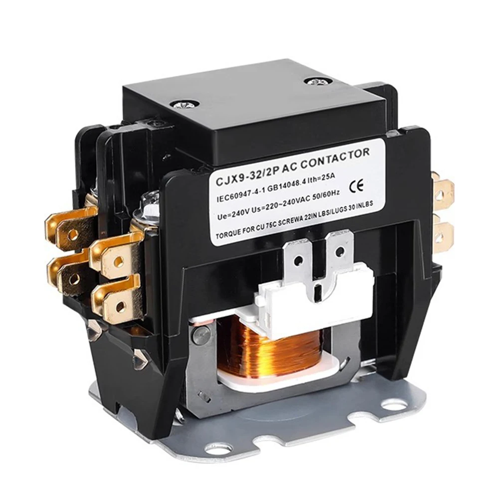 High Performance HVAC Motor Contator, Bobina Adequado para Ar Condicionado, Compressor Condensador, 2 Pole Design, 220V