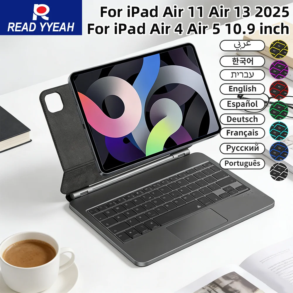 

Магнитная клавиатура Magic Keyboard для iPad A16 11-го поколения 2025, iPad Air 13/11 дюймов, iPad Air 4/5, iPad Pro 11/12.9 дюймов 3-го/4-го/5-го/6-го поколений, чехол для iPad
