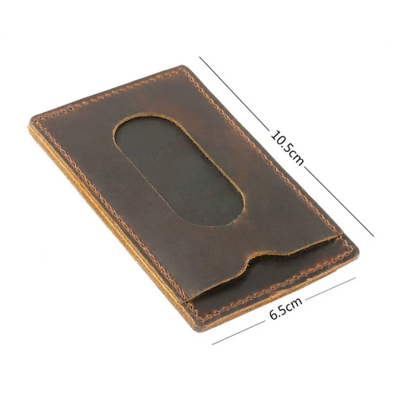 GENODERN Simple Card Holder With 2 Card Slots Crazy Horse Leather Men Business Card Holder Customizable Wholesale